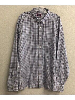 UNTUCKit Mens 3XL Shirt Long Sleeve Blue Plaid Button Front Size XXXL